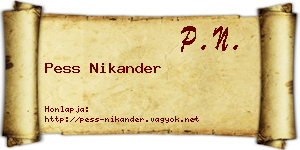 Pess Nikander névjegykártya